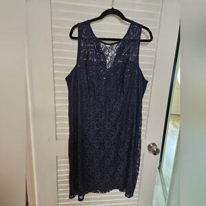 SLNY Navy Lace Dress